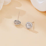 925 Sterling Silver Elegant Heart-shaped Zircon Stud Earrings In Sterling Silver