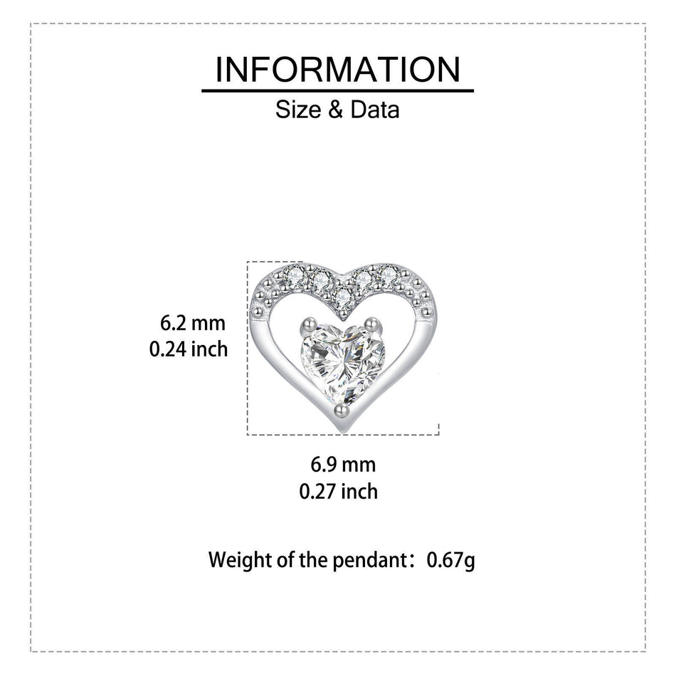 925 Sterling Silver Elegant Heart-shaped Zircon Earrings In Plated with White Gold