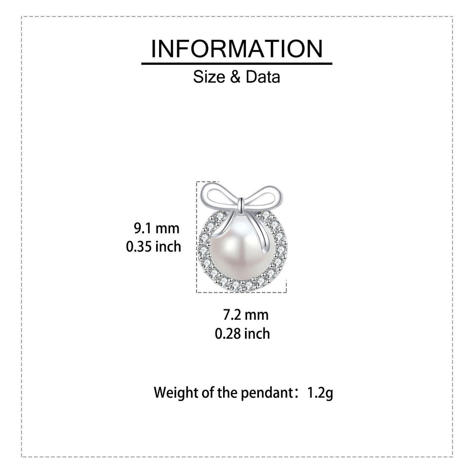 925 Sterling Silver Elegant Pearl Drop Earrings With Zircon Halo And Bow Accent