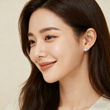 925 Sterling Silver Elegant Pearl Drop Earrings With Zircon Halo And Bow Accent