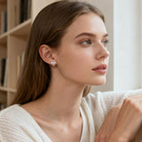 925 Sterling Silver Elegant Zircon-encrusted Plated with White Gold Bow Earrings