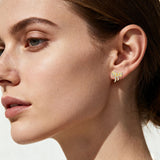 925 Sterling Silver Golden Bow Earrings With Zircon Accents: Elegant Luxury For Everyday Elegance