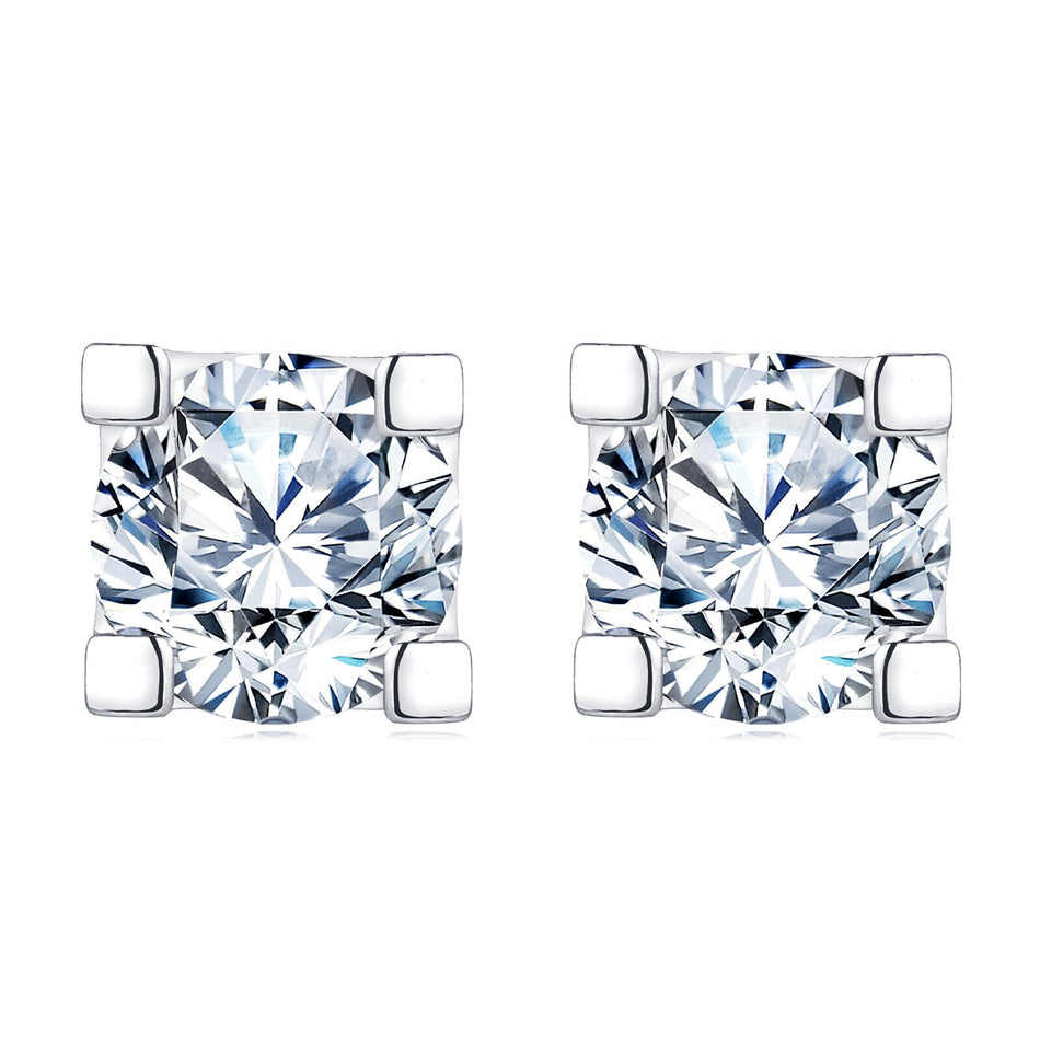 925 Sterling Silver Elegant Moissanite Stud Earrings In Silver Setting: Timeless Beauty Meets Modern Chic