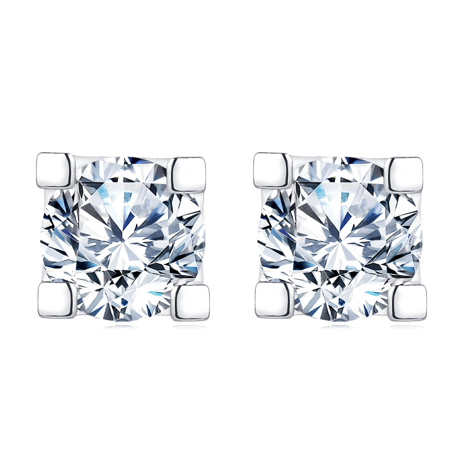 925 Sterling Silver Elegant Moissanite Stud Earrings In Silver Setting: Timeless Beauty Meets Modern Chic