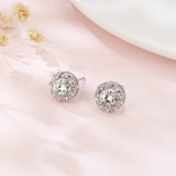 925 Sterling Silver Elegant Floral Moissanite Stud Earrings: Luxury Jewelry Gift
