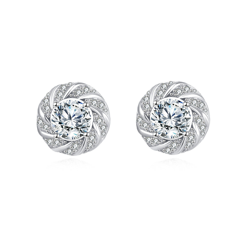 925 Sterling Silver Elegant Floral Moissanite Stud Earrings: Luxury Jewelry Gift