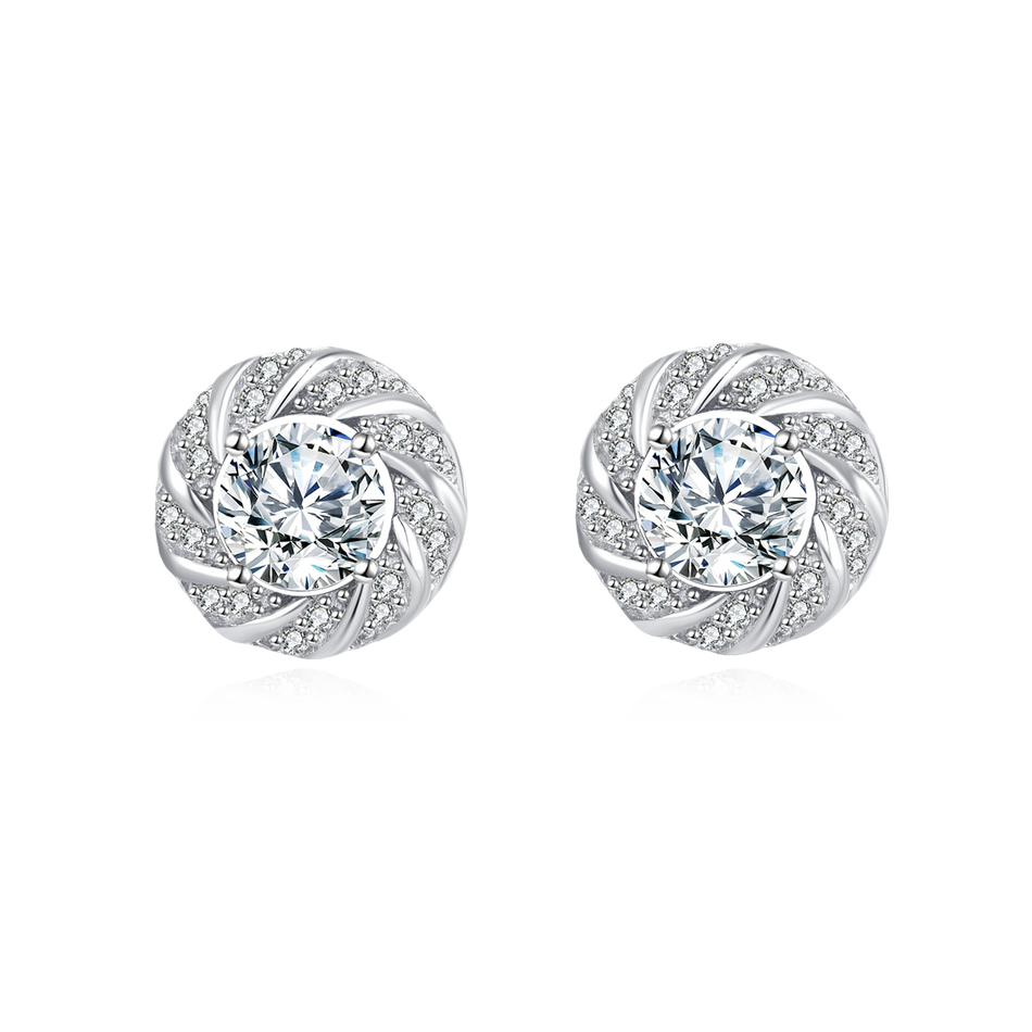 925 Sterling Silver Elegant Floral Moissanite Stud Earrings: Luxury Jewelry Gift