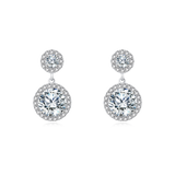 925 Sterling Silver Elegant Moissanite Drop Earrings In Silver Halo Setting ¨C Timeless Luxury Jewelry