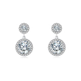 925 Sterling Silver Elegant Moissanite Drop Earrings In Silver Halo Setting ¨C Timeless Luxury Jewelry