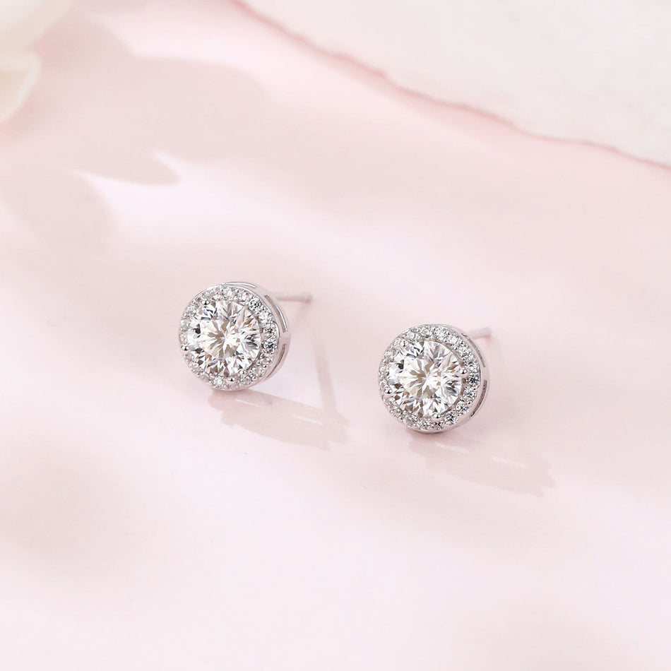 925 Sterling Silver Sparkling Moissanite Halo Stud Earrings: Timeless Elegance Meets Modern Glamour
