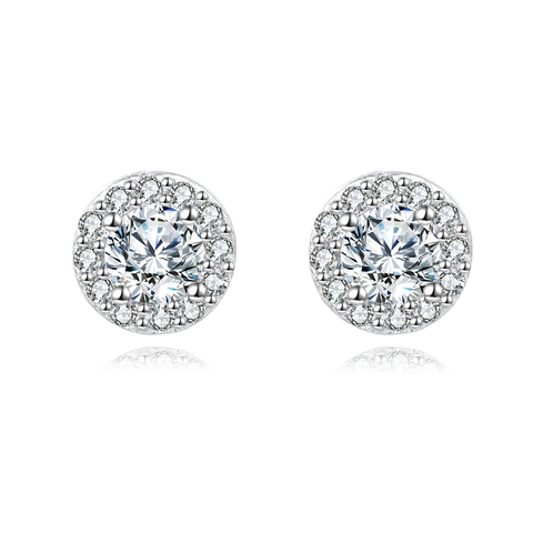 925 Sterling Silver Sparkling Moissanite Halo Stud Earrings: Timeless Elegance Meets Modern Glamour