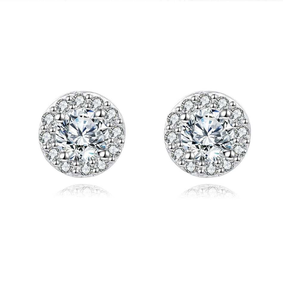 925 Sterling Silver Sparkling Moissanite Halo Stud Earrings: Timeless Elegance Meets Modern Glamour