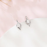 925 Sterling Silver Elegant Silver Moissanite Earrings With Swirling Design
