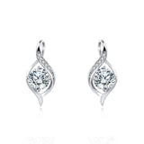 925 Sterling Silver Elegant Silver Moissanite Earrings With Swirling Design