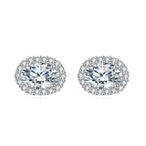 925 Sterling Silver Elegant Moissanite Stud Earrings With Classic Halo Design ¨C Luxury Jewelry