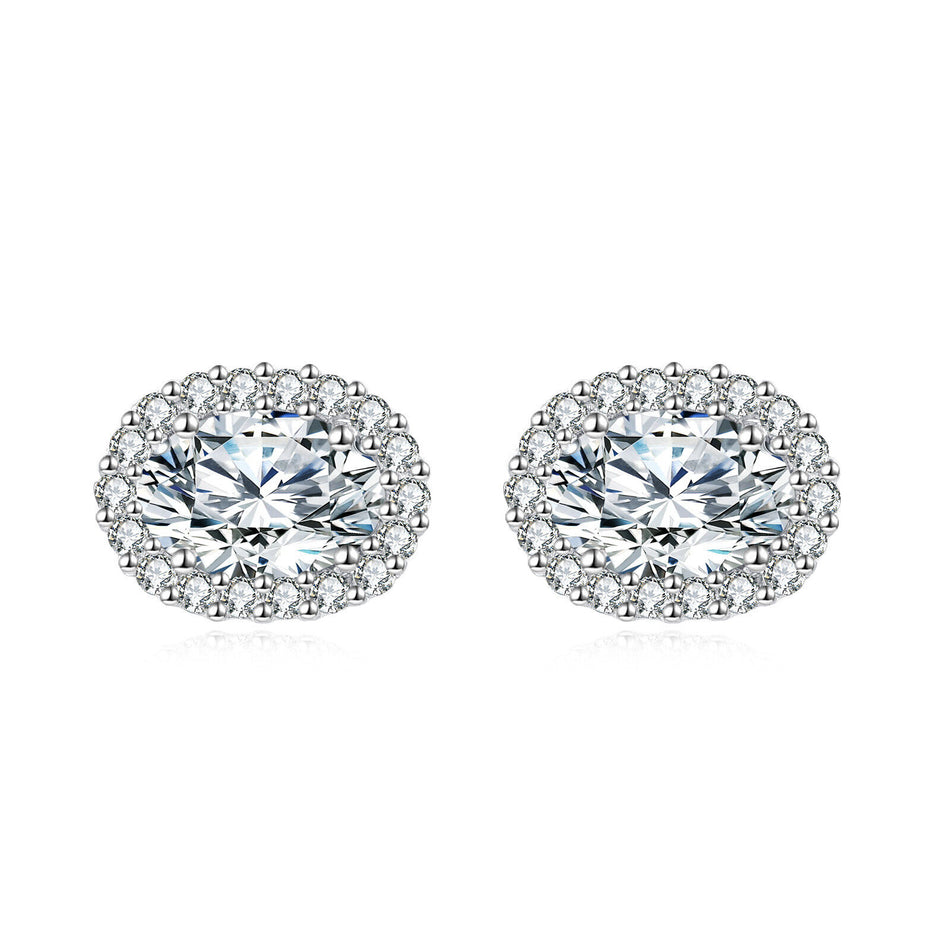 925 Sterling Silver Elegant Moissanite Stud Earrings With Classic Halo Design ¨C Luxury Jewelry