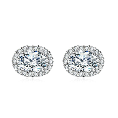 925 Sterling Silver Elegant Moissanite Stud Earrings With Classic Halo Design ¨C Luxury Jewelry