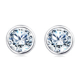 925 Sterling Silver Classic Round Moissanite Stud Earrings In Silver: Timeless Elegance For Everyday Wear