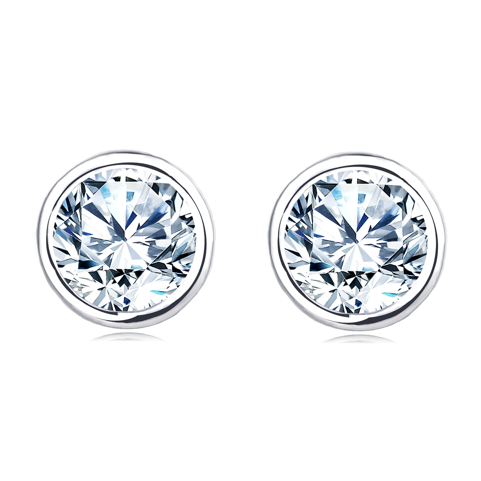 925 Sterling Silver Classic Round Moissanite Stud Earrings In Silver: Timeless Elegance For Everyday Wear