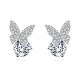 925 Sterling Silver Elegant Butterfly Moissanite Stud Earrings In Sterling Silver