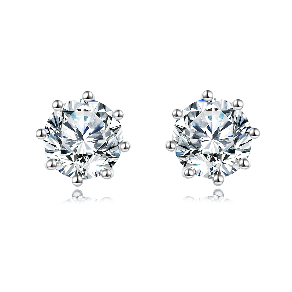 925 Sterling Silver Elegant Moissanite Stud Earrings In Silver: Timeless Beauty Meets Modern Simplicity