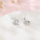 925 Sterling Silver Elegant Moissanite Stud Earrings With Twisted Silver Design
