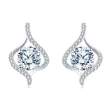 925 Sterling Silver Elegant Moissanite Stud Earrings With Twisted Silver Design