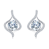 925 Sterling Silver Elegant Moissanite Stud Earrings With Twisted Silver Design