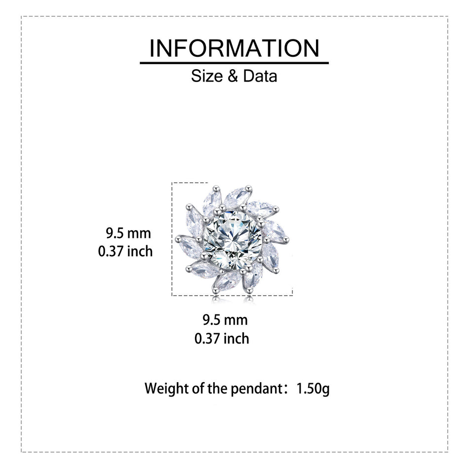 925 Sterling Silver Elegant Floral Moissanite Earrings With Radiant Center Stone