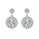 925 Sterling Silver Elegant Moissanite Halo Earrings Radiating Sophistication