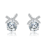 925 Sterling Silver Elegant Moissanite Bow Earrings In Sterling Silver