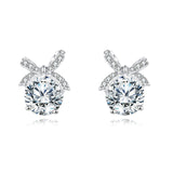 925 Sterling Silver Elegant Moissanite Bow Earrings In Sterling Silver