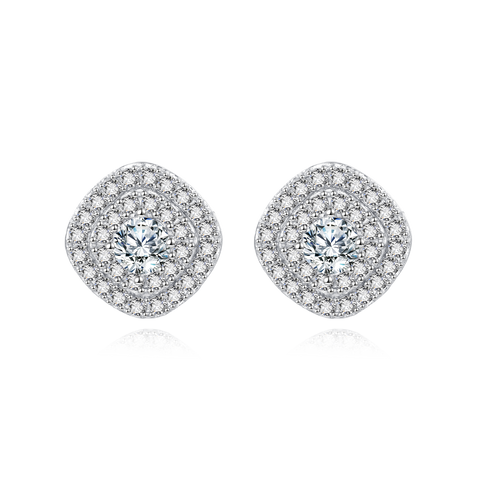 925 Sterling Silver Elegant Moissanite-studded Silver Stud Earrings: Timeless Beauty For Everyday Luxury
