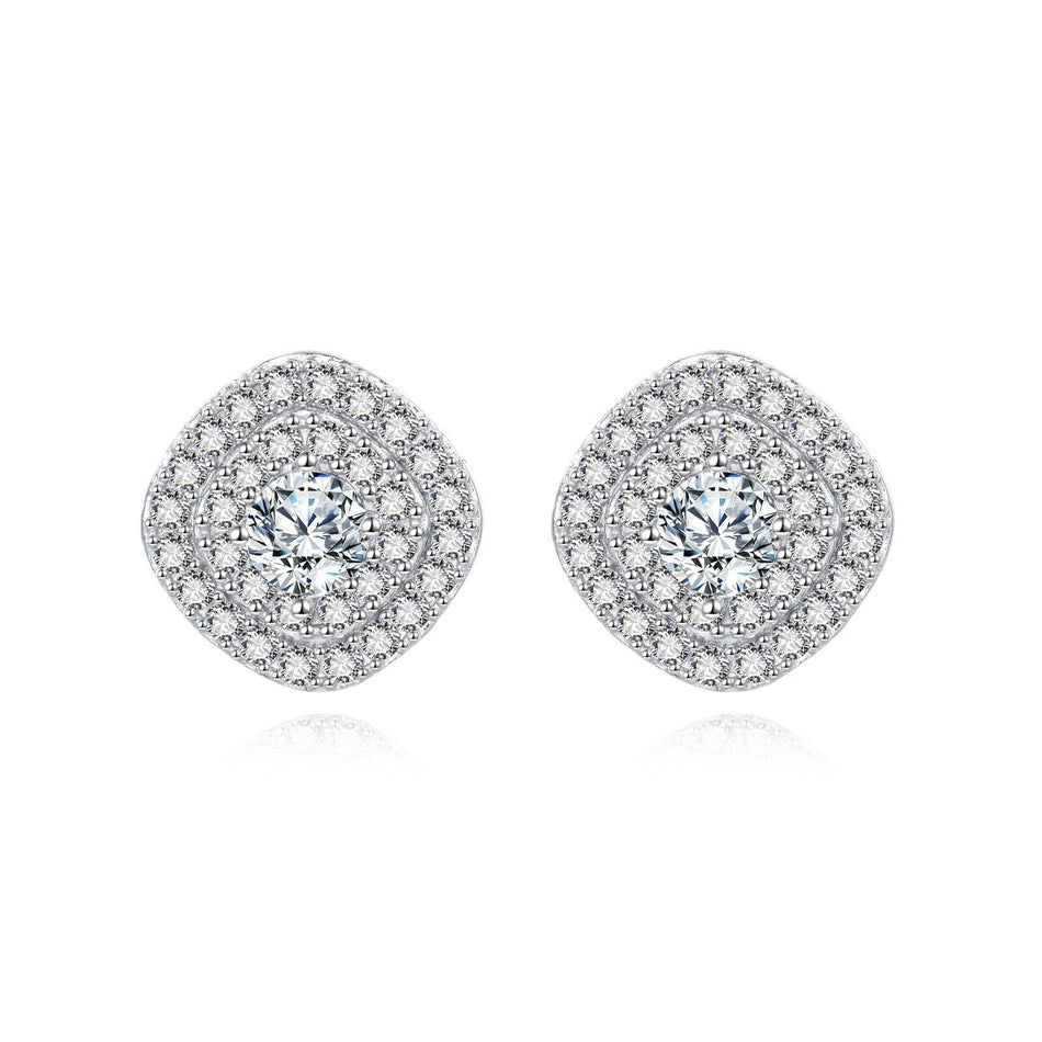 925 Sterling Silver Elegant Moissanite-studded Silver Stud Earrings: Timeless Beauty For Everyday Luxury