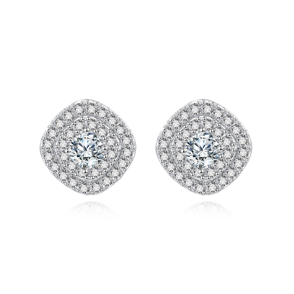 925 Sterling Silver Elegant Moissanite-studded Silver Stud Earrings: Timeless Beauty For Everyday Luxury