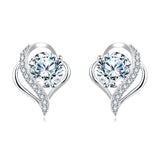 925 Sterling Silver Elegant Heart-shaped Moissanite Earrings