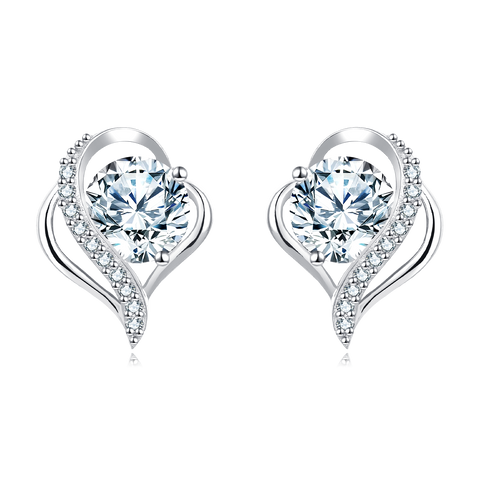 925 Sterling Silver Elegant Heart-shaped Moissanite Earrings