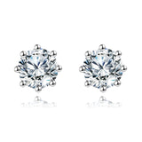 925 Sterling Silver Elegant Silver Moissanite Stud Earrings On White Marble Display