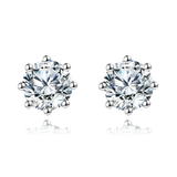 925 Sterling Silver Elegant Silver Moissanite Stud Earrings On White Marble Display