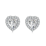 925 Sterling Silver Elegant Sparkling Heart-shaped Moissanite Earrings