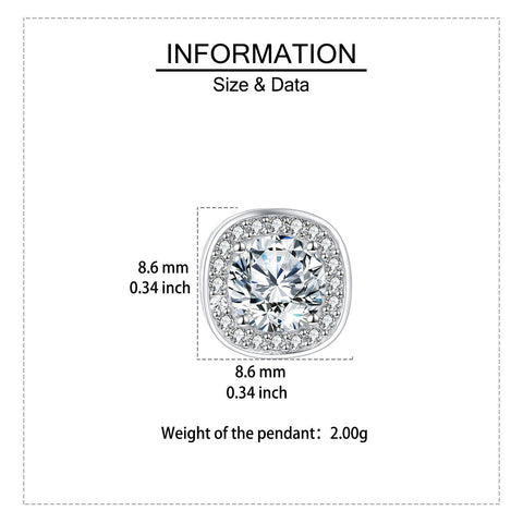 925 Sterling Silver Elegant Moissanite Halo Stud Earrings In Silver Setting