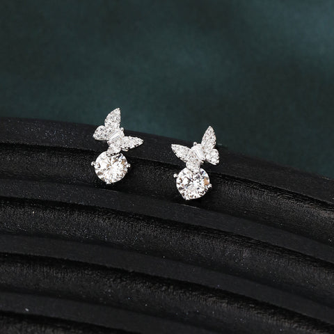 925 Sterling Silver Butterfly Moissanite Earrings In Sterling Silver