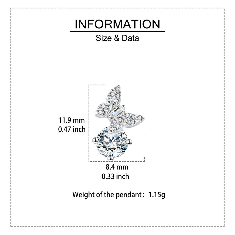 925 Sterling Silver Butterfly Moissanite Earrings In Sterling Silver