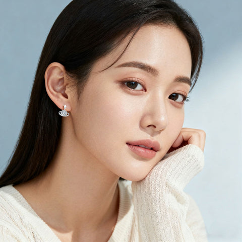 925 Sterling Silver Elegant Star Charm Moissanite Earrings In Silver Setting