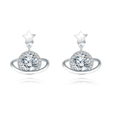 925 Sterling Silver Elegant Star Charm Moissanite Earrings In Silver Setting