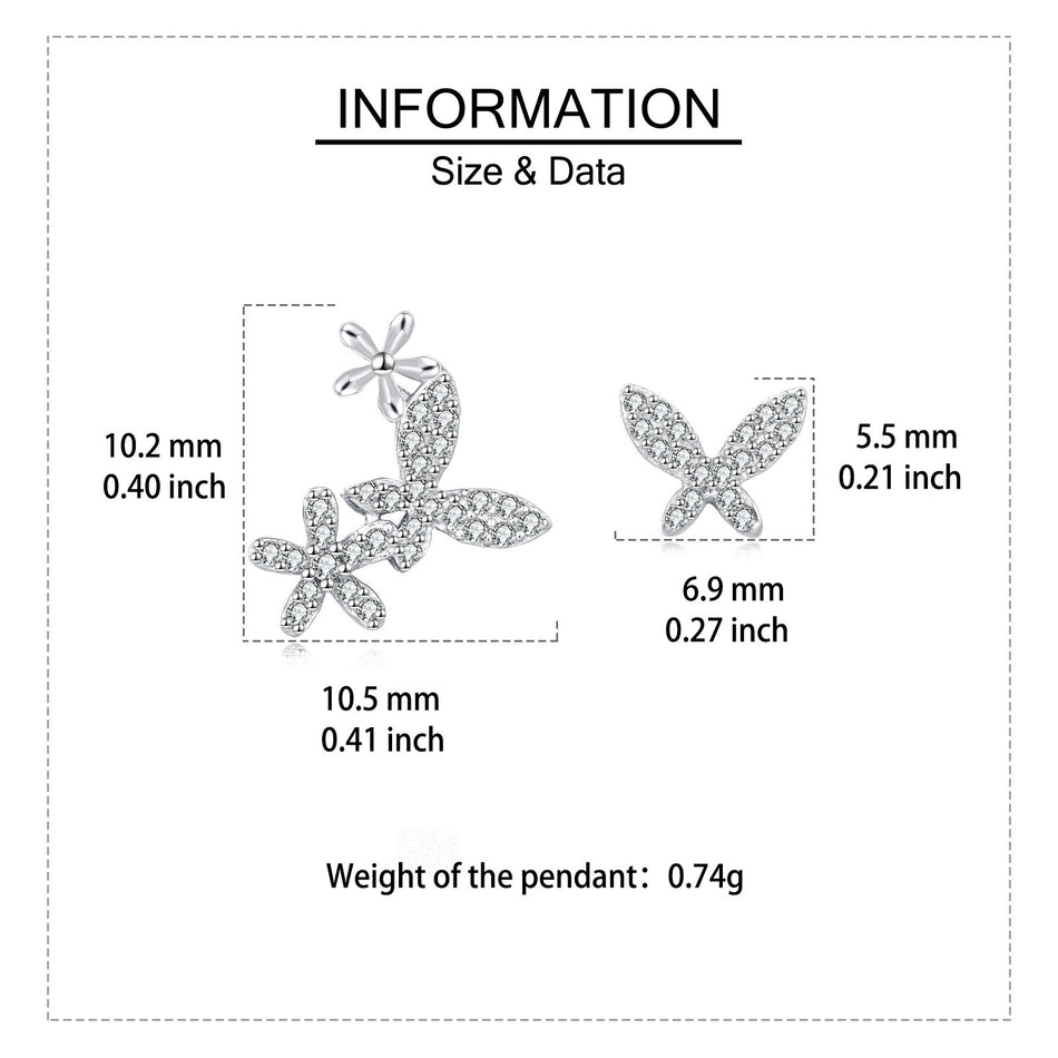 925 Sterling Silver Elegant Dragonfly & Butterfly Earrings In Sterling Silver With Cubic Zirconia Accents