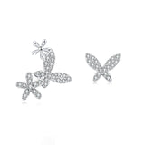 925 Sterling Silver Elegant Dragonfly & Butterfly Earrings In Sterling Silver With Cubic Zirconia Accents
