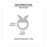 925 Sterling Silver Butterfly Zircon Heart Stud Earrings