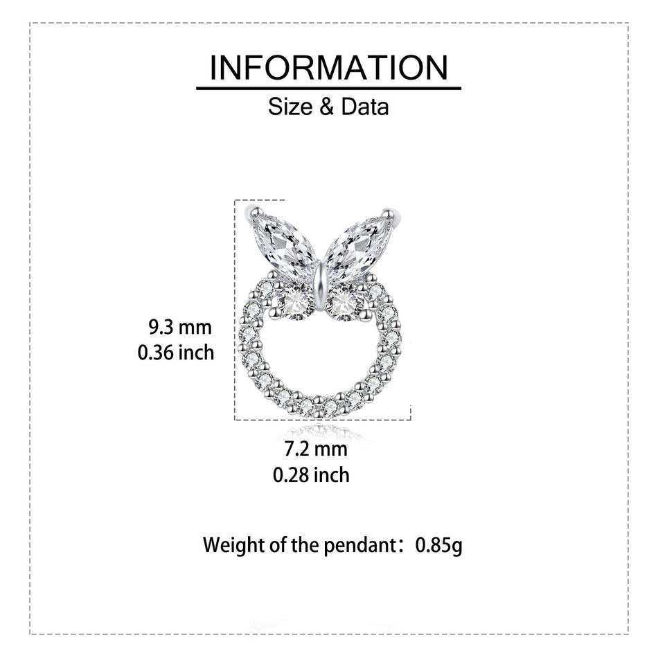925 Sterling Silver Butterfly Zircon Heart Stud Earrings