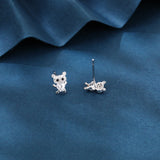 925 Sterling Silver **heart-shaped Zircon Earrings With Pav¨¦ Accents And Black Onyx Eyes**